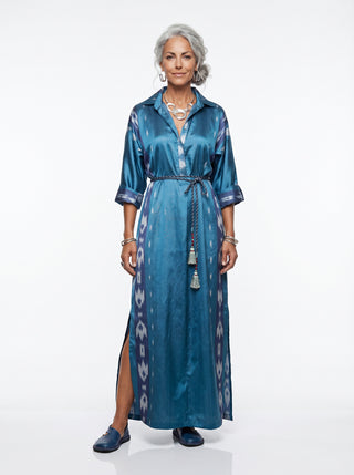 SILK IKAT LONG KAFTAN DRESS IK106