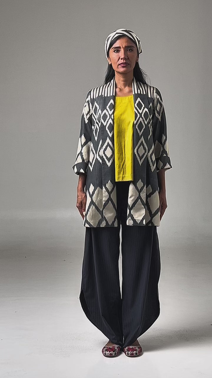 SILK IKAT SHAWL COLLAR JACKET