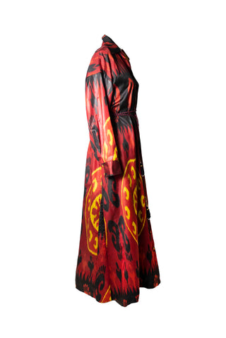 SILK IKAT SHIRT DRESS | RED