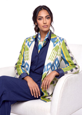 SILK IKAT ENGLISH COLLAR JACKET IK79