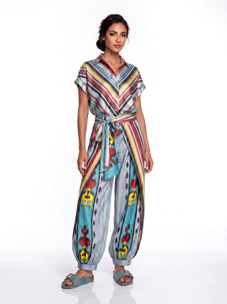 SILK IKAT REVERSIBLE HAREM PANTS IK108 / STR